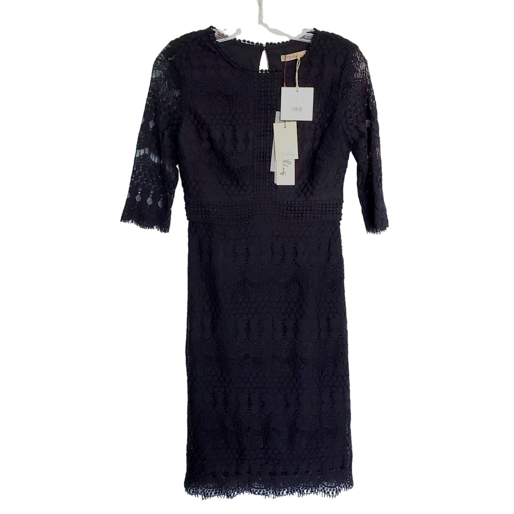 Black Whimsigoth Sheath Dress S Crochet Lace Mesh Fringe Lined Fairygrunge NWT